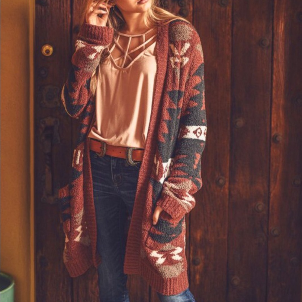 Rustic Patterned Women's Cardigan - image 7